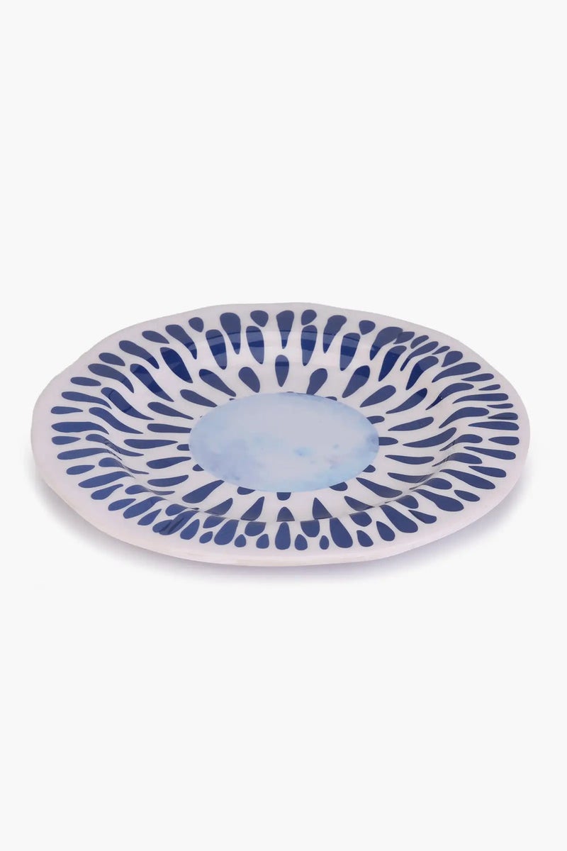 Melamine Blue & White Dinner Plate (23cm)