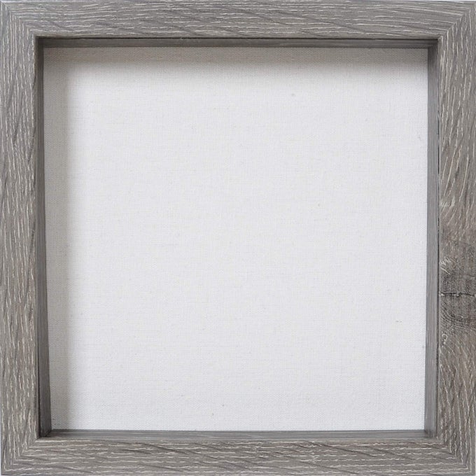 8X8 SHADOW BOX PICTURE FRAME WITH LINEN BOARD DEEP WOOD GLASS DISPLAY CASE MEMORY BOX BABY SPORTS MEMORABILIA PINS AWARDS MEDALS WEDDING TICKETS AND PHOTOS GRAIN GRAY