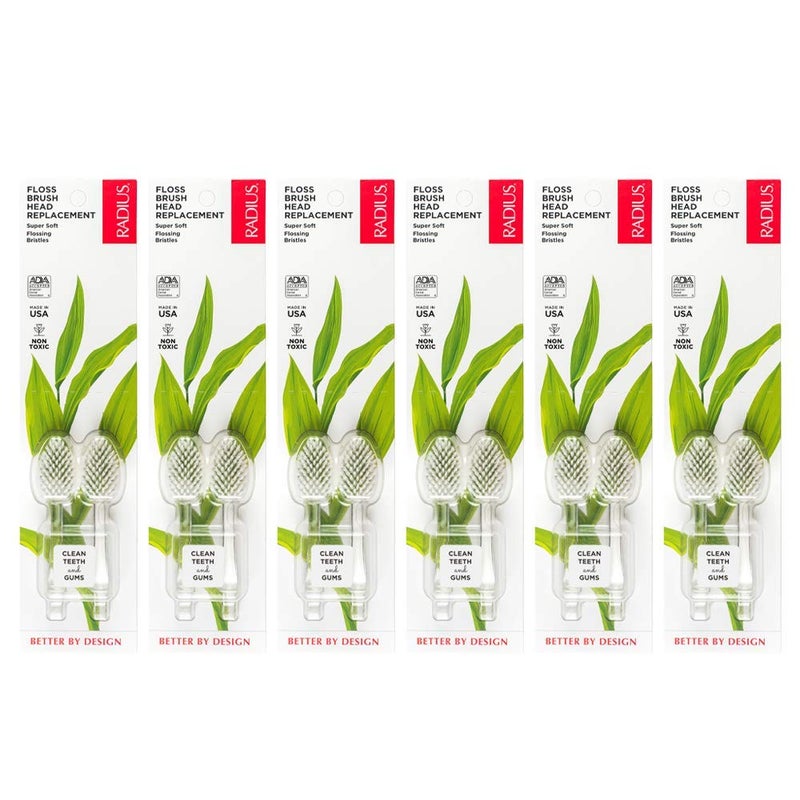 RADIUS Toothbrush Replacement Brush Heads 2-Count Improve Gum Health & Reduce Gum Issues - Super Soft - Pack of 6 - Image 1