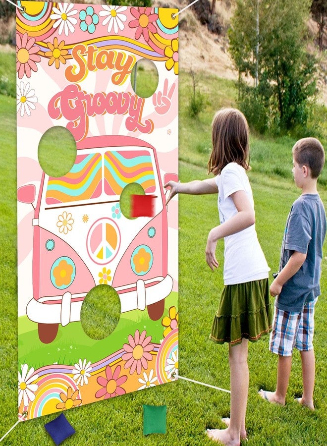 Serencatcher Groovy Toss Game, Retro Hippie Party Favors with Backdrop and Bean Bags for Boho Party Decorations - Image 1
