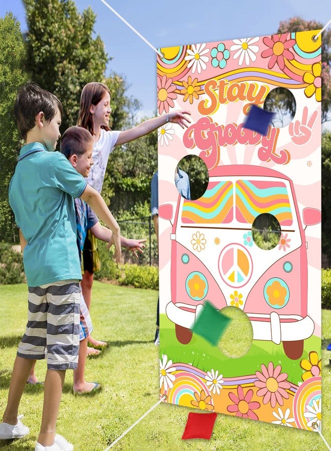 Serencatcher Groovy Toss Game, Retro Hippie Party Favors with Backdrop and Bean Bags for Boho Party Decorations - Image 4