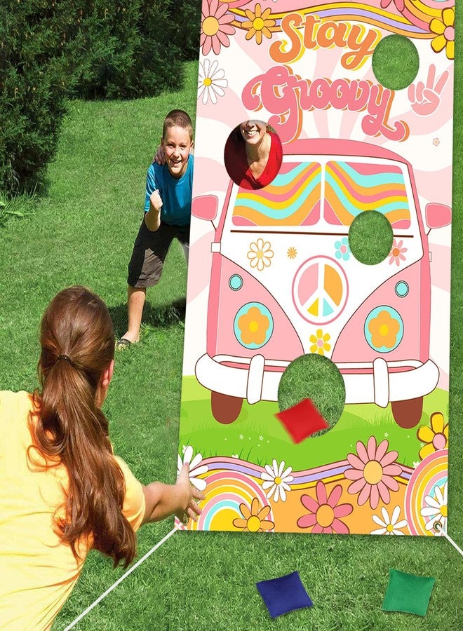 Serencatcher Groovy Toss Game, Retro Hippie Party Favors with Backdrop and Bean Bags for Boho Party Decorations - Image 5