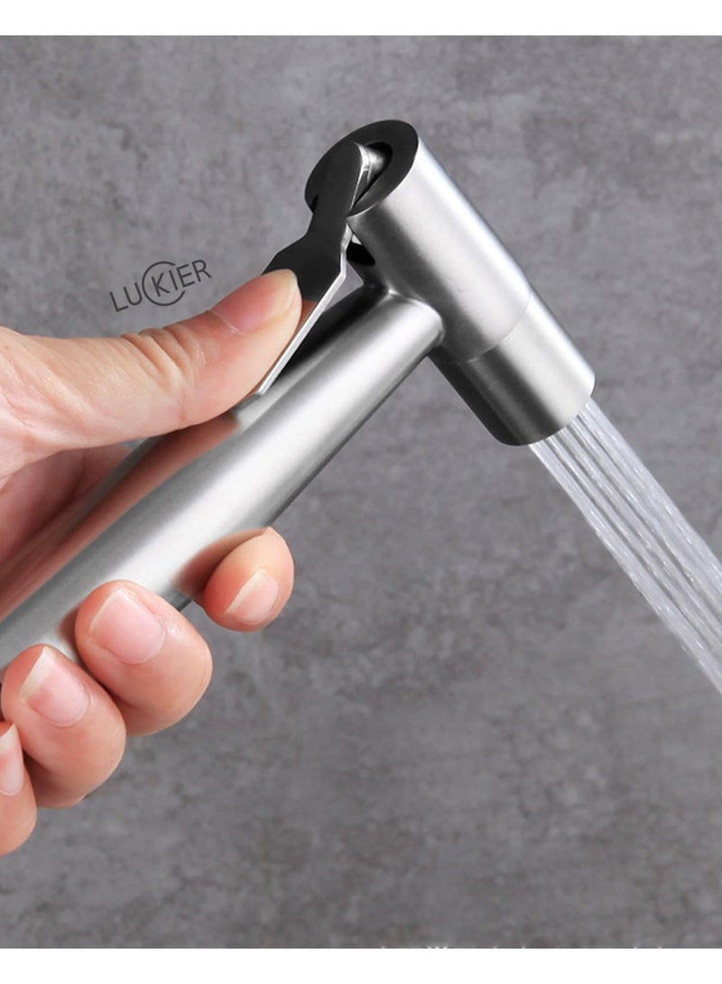 LUCKIER Stainless Steel Portable Travel Shattaf Bidet + Copper Material Diverter 3 Meters Hose Silicone Suction Cup + Space Aluminum Base Faucet Adapter Kit + Portable Toiletries Bag for Home/Hotel/Trav - Image 4