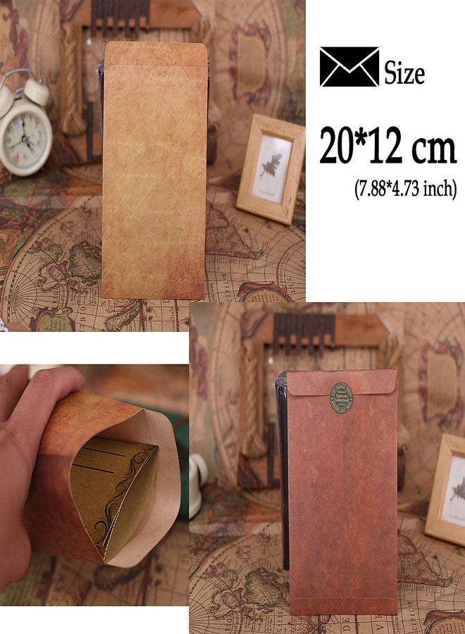 CenterZ Vintage Stationary Paper + Kraft Envelopes Set with Seal Stickers, 64pcs 4 Patterns 8.3 x 5.7 Writing Stationery Papers + 20pcs 2 Colors 7.9 x 4.7 Letter Envelope + 36pcs 2 Styles Rustic Seals - Image 2