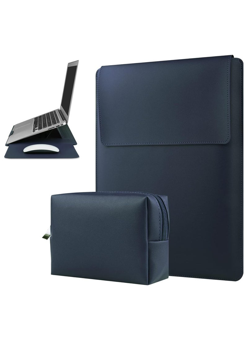Joyelink 13-14 Inch Laptop Sleeve Case Leather Bag Compatible with MacBook Air 13.3''/13.6'' M1 M2/MacBook Pro 13 2022-2016/Dell XPS 13/Surface Pro X/8/7 /6/5/Surface Laptop 13.5 Inch, Blue  - Image 1