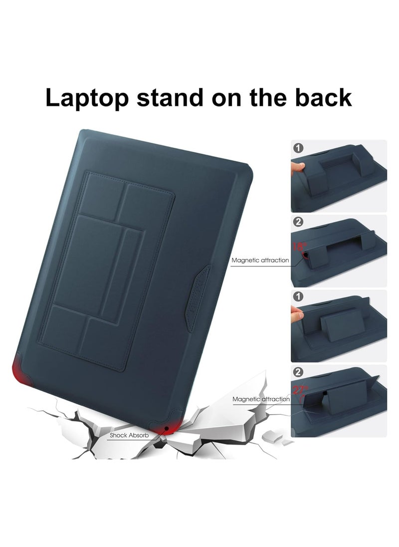 Joyelink 13-14 Inch Laptop Sleeve Case Leather Bag Compatible with MacBook Air 13.3''/13.6'' M1 M2/MacBook Pro 13 2022-2016/Dell XPS 13/Surface Pro X/8/7 /6/5/Surface Laptop 13.5 Inch, Blue  - Image 2
