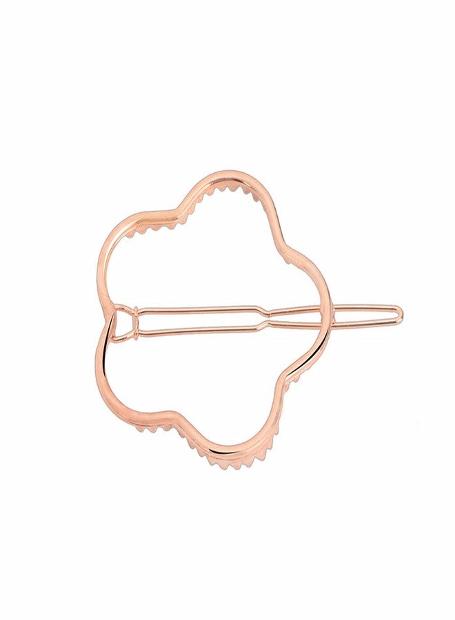 STRIPES® essentials Rose Gold Metal Designer Plain Flower Shape 1PCS Hairpin Hair Clip for Women and Girls - Image 2