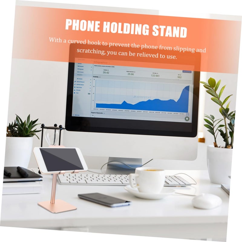 Adjustable Aluminum Alloy Phone Tablet Desktop Stand Gold Height Adjustable Bracket - Image 5