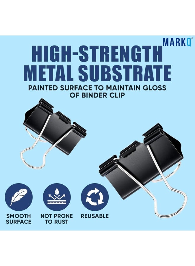 مارك مشابك أوراق معدنية باللون الأسود – عبوة كبيرة تحتوي على 200 قطعة | مشابك قابلة للطي مقاس صغير 19 ملم | قوية ومقاومة للصدأ لتنظيم المستندات في المكتب والمدرسة والمنزل – عبوة من 200 مشبك - Image 3