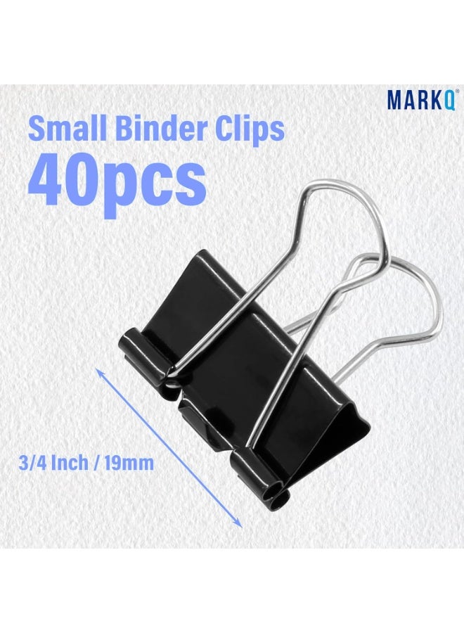مارك مشابك أوراق معدنية باللون الأسود – عبوة كبيرة تحتوي على 200 قطعة | مشابك قابلة للطي مقاس صغير 19 ملم | قوية ومقاومة للصدأ لتنظيم المستندات في المكتب والمدرسة والمنزل – عبوة من 200 مشبك - Image 4