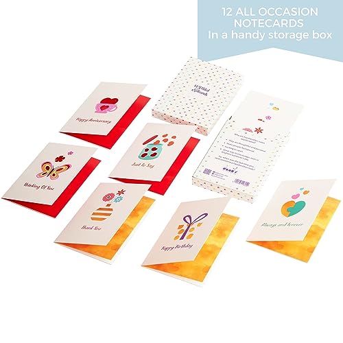 DOODLE Set Of 12 Blank Laser Cut Notecards|Box Packaging|3 X 4.25 In|6 Designs X 2 Cards|Ample Space To Write Inside For Thank You - (Bright Icons) - Image 4