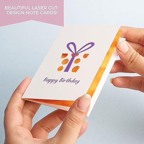 DOODLE Set Of 12 Blank Laser Cut Notecards|Box Packaging|3 X 4.25 In|6 Designs X 2 Cards|Ample Space To Write Inside For Thank You - (Bright Icons) - Image 5
