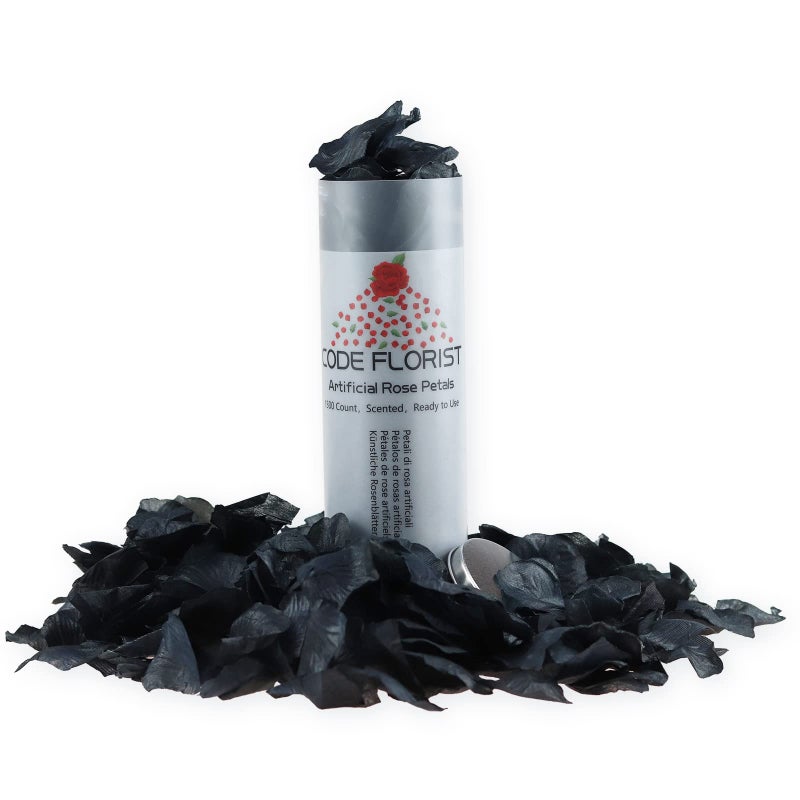 CODE FLORIST 1500 PCS Black Silk Rose Petals for Valentine's Day Romantic Night Wedding Proposal Anniversary Flower Decorations(Separated Scented) - Image 2