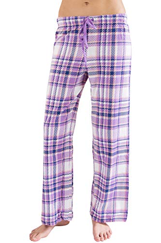 Intimo Women's Print Knit Pajama Pant, Purple Plaid, Medium - Image 4