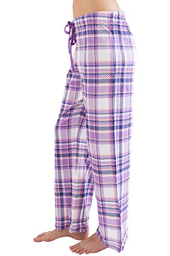 Intimo Women's Print Knit Pajama Pant, Purple Plaid, Medium - Image 2