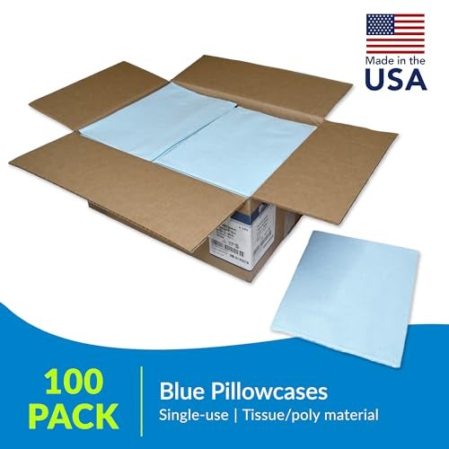 Tidi Avalon 703 Disposable Pillowcases, Blue, 21” Wide x 30” Long (Pack of 100) ― Single-Use Pillowcases ― Tissue with Poly Back To Help Prevent Leak-Through ― Pebble Embossed ― Medical Supplies - Image 2