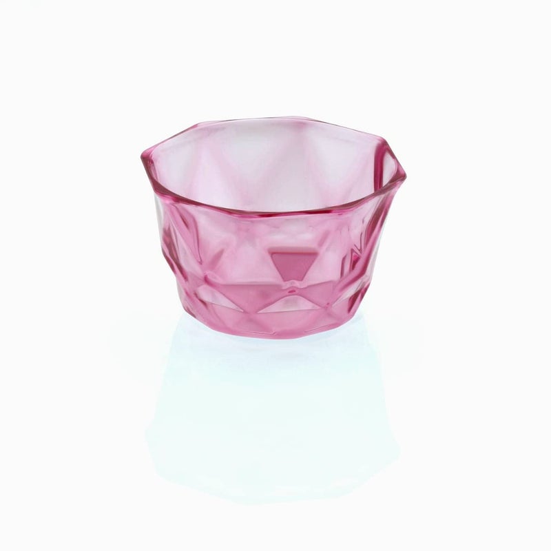 HAPPI Unbreakable Plastic Transparent Ice Cream Cup Ice Cream Bowl Dessert Bowl Diamond Shape Pudding Cup Bowls 350 ml Pack of 6 Pink - Image 3
