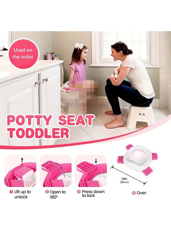 Pink 3 In 1 Portable Travel Toilet Seat Foldable Space Saving For Indoor Outdoor Use - Image 4