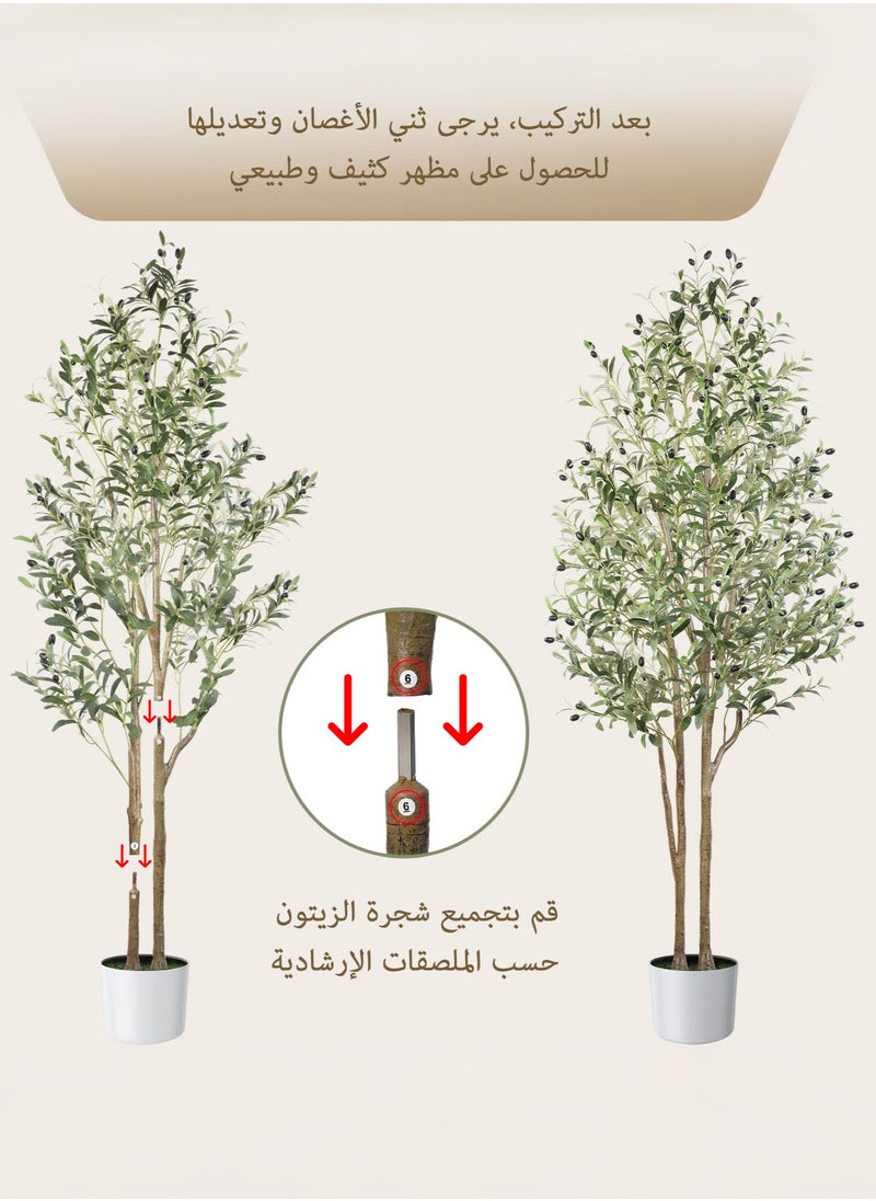 Zvezvia Dual-Stem Artificial Olive Tree with Realistic Trunk & Lifelike Fruits, Fake Olive Tree with White Planter for Home Balcony Office Garden Room Decor Gift  - Image 3