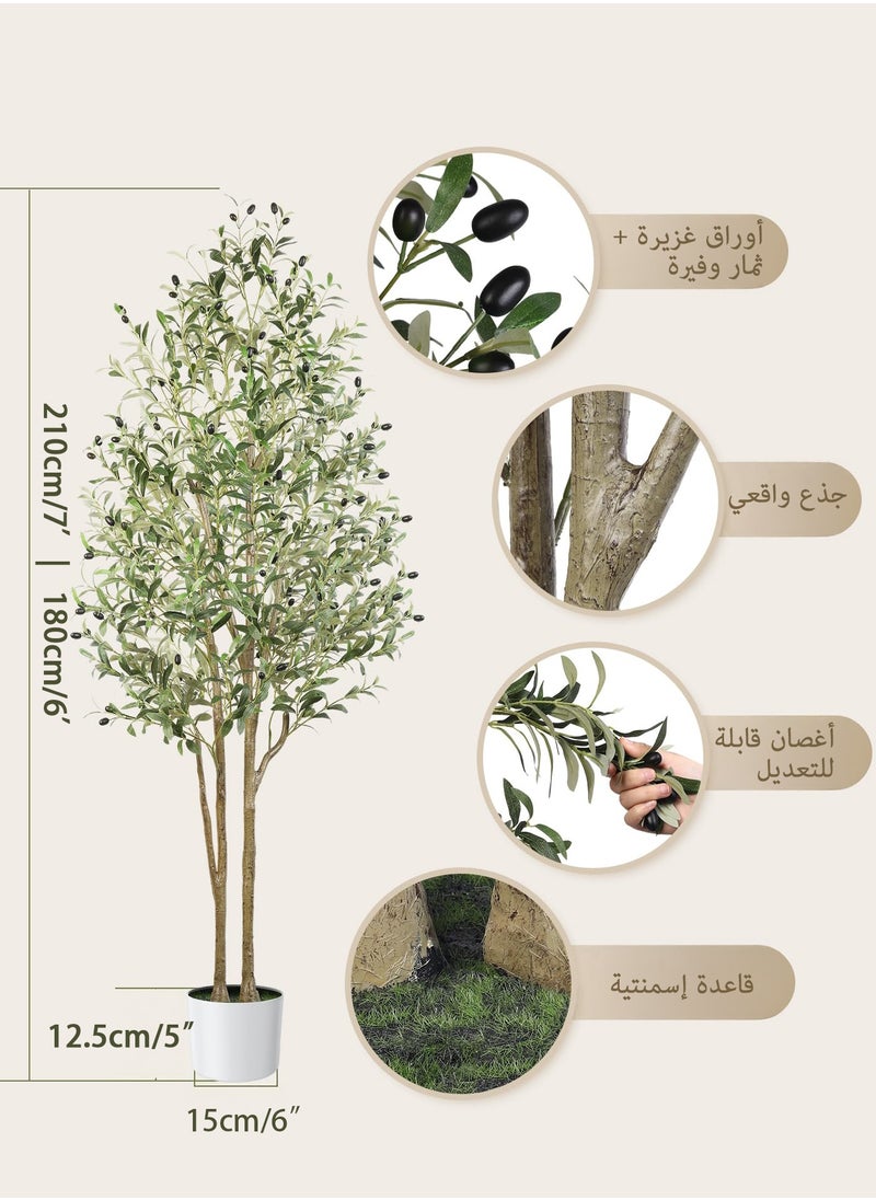 Zvezvia Dual-Stem Artificial Olive Tree with Realistic Trunk & Lifelike Fruits, Fake Olive Tree with White Planter for Home Balcony Office Garden Room Decor Gift  - Image 2