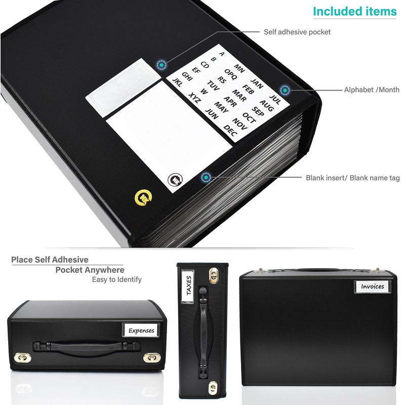 CNK Accordion File Folders with 24 Pockets Organizer for Document Paper Storage Folder Documents Expanding Binder Folio Pocket Receipt Filing Expandable Files Dividers Labels Letter Durable Handle - Image 5