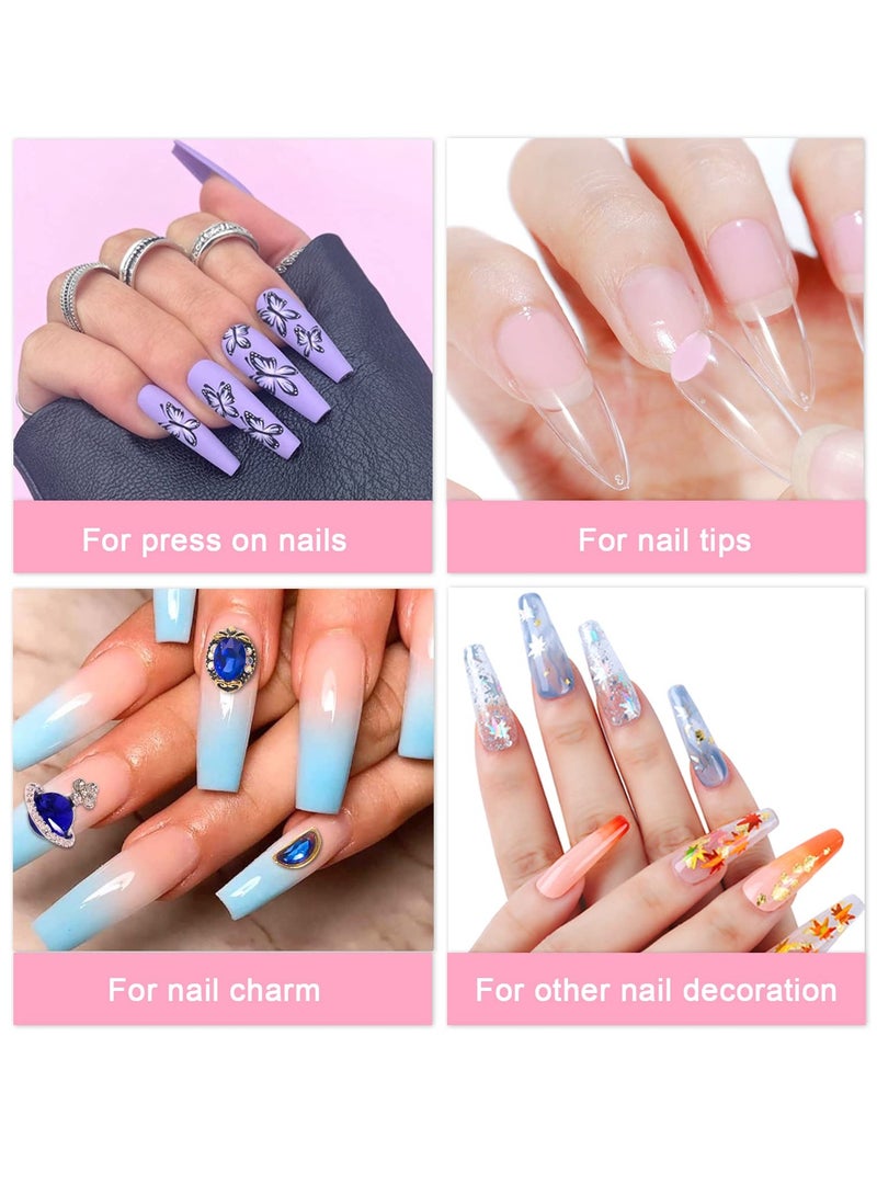 SYOSI 2 قطع لاصق أظافر DIY جل أظافر طويل الأمد فن الأظافر طلاء لاصق صلب لاصق رينستون لاصق جل للأظافر للضغط على الأظافر سهل DIY في المنزل 15 مل - Image 2