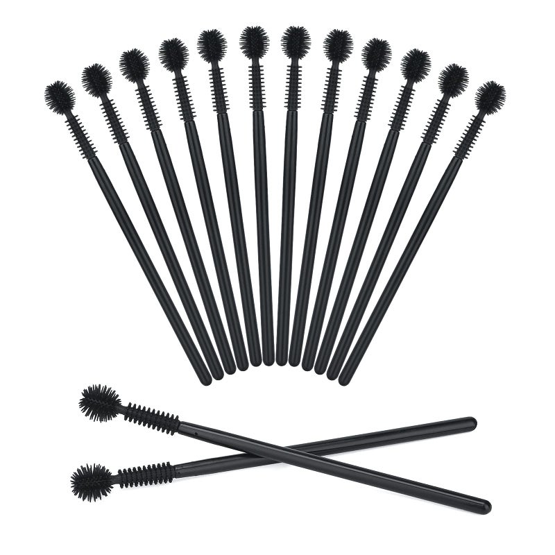 G2PLUS 50PCS Silicone Eyelash Brushes Black Disposable Mascara Wands Adjustable Ball Shape Eyelash Spoolies Eyebrow Brushes for Eyelash Extension and Makeup - Image 3
