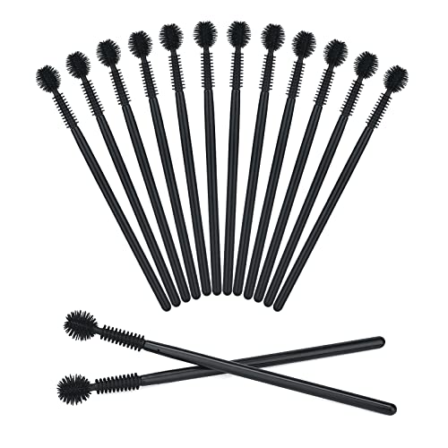 G2PLUS 50PCS Silicone Eyelash Brushes Black Disposable Mascara Wands Adjustable Ball Shape Eyelash Spoolies Eyebrow Brushes for Eyelash Extension and Makeup - Image 1