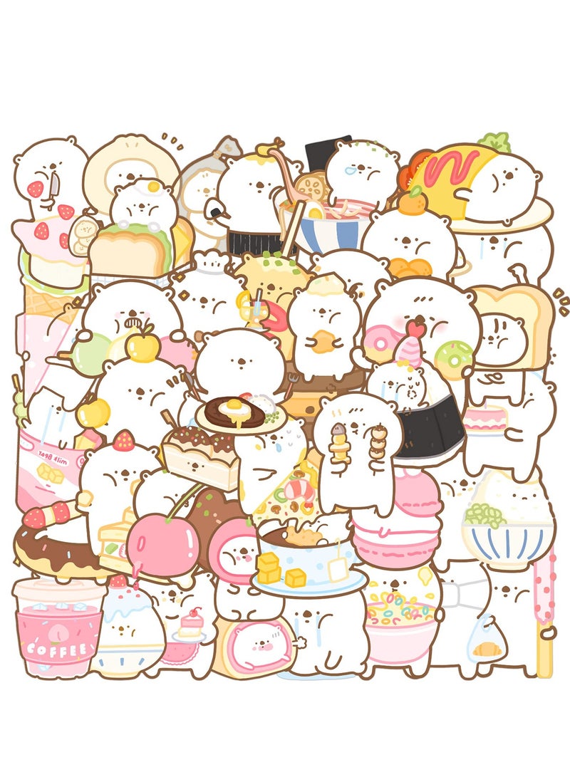 KASTWAVE عبوة تحتوي على 40 قطعة من ملصقات دب الكرتون، ملصقات دودي للدب المضحك مناسب لدفتر الطعام، مقاومة للماء مصنوعة من الفينيل مناسبة لحقيبة العربات، زجاج الماء، الدفتر، الثلاجة، الكمبيوتر، ملصقات DIY - Image 1