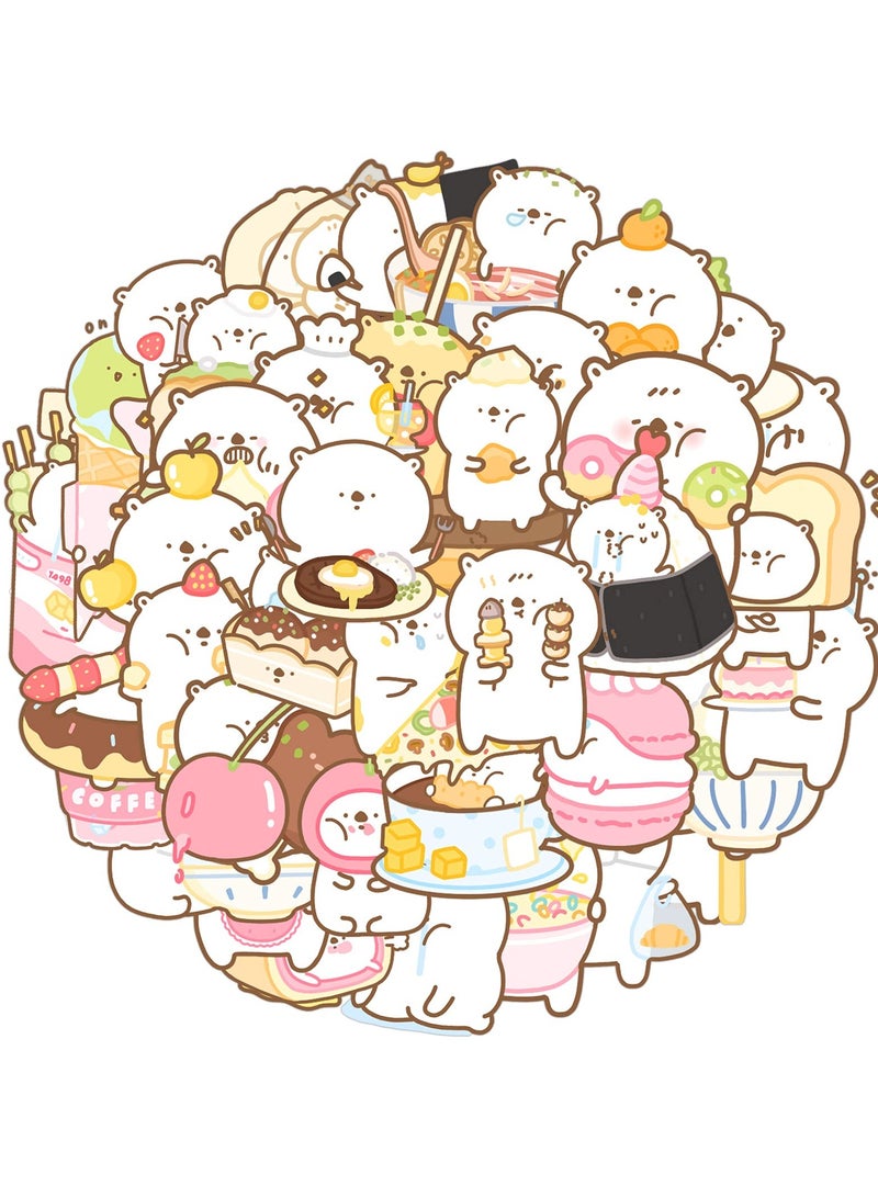 KASTWAVE عبوة تحتوي على 40 قطعة من ملصقات دب الكرتون، ملصقات دودي للدب المضحك مناسب لدفتر الطعام، مقاومة للماء مصنوعة من الفينيل مناسبة لحقيبة العربات، زجاج الماء، الدفتر، الثلاجة، الكمبيوتر، ملصقات DIY - Image 2