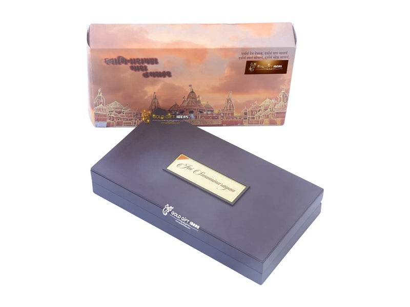 GoldGiftIdeas 24K Gold Plated Swaminarayan Photo Frame with Charan Paduka Box for Pooja, Return Gifts, Pramukh Swami Frame for Gift - Image 3