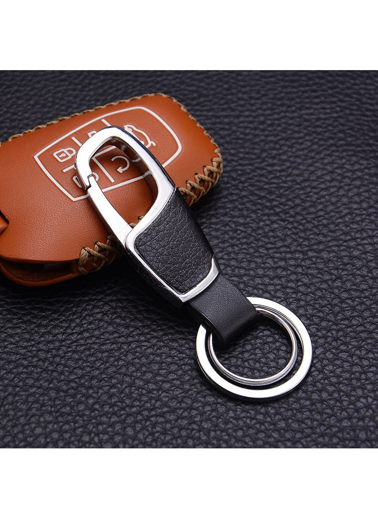 Generic Luxury 4S Car Keychain Leather Belt Clip GX-345 second generation Silver  - Image 1