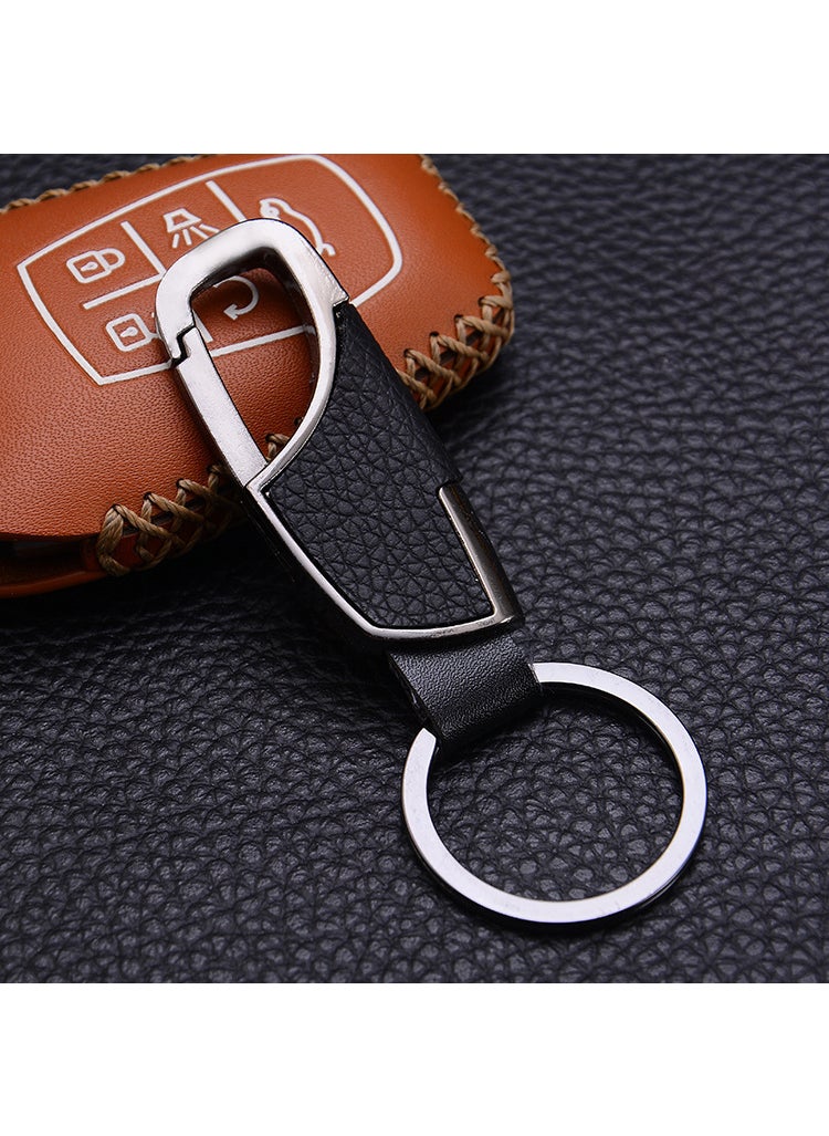 Generic Luxury 4S Car Keychain Leather Belt Clip GX-345 second generation Silver  - Image 4