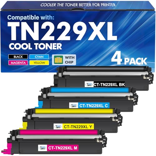 Cool Toner TN229 TN229XL Toner Cartridges MFC-L3780CDW: Compatible for Brother HL-L3280CDW MFC-L3720CDW HL-L3220CDW HL-L3300CDW HL-L3295CDW TN 229 229XL TN-229XL TN-229 229XL Toner Cartridges 4 Pack Printer - Image 1