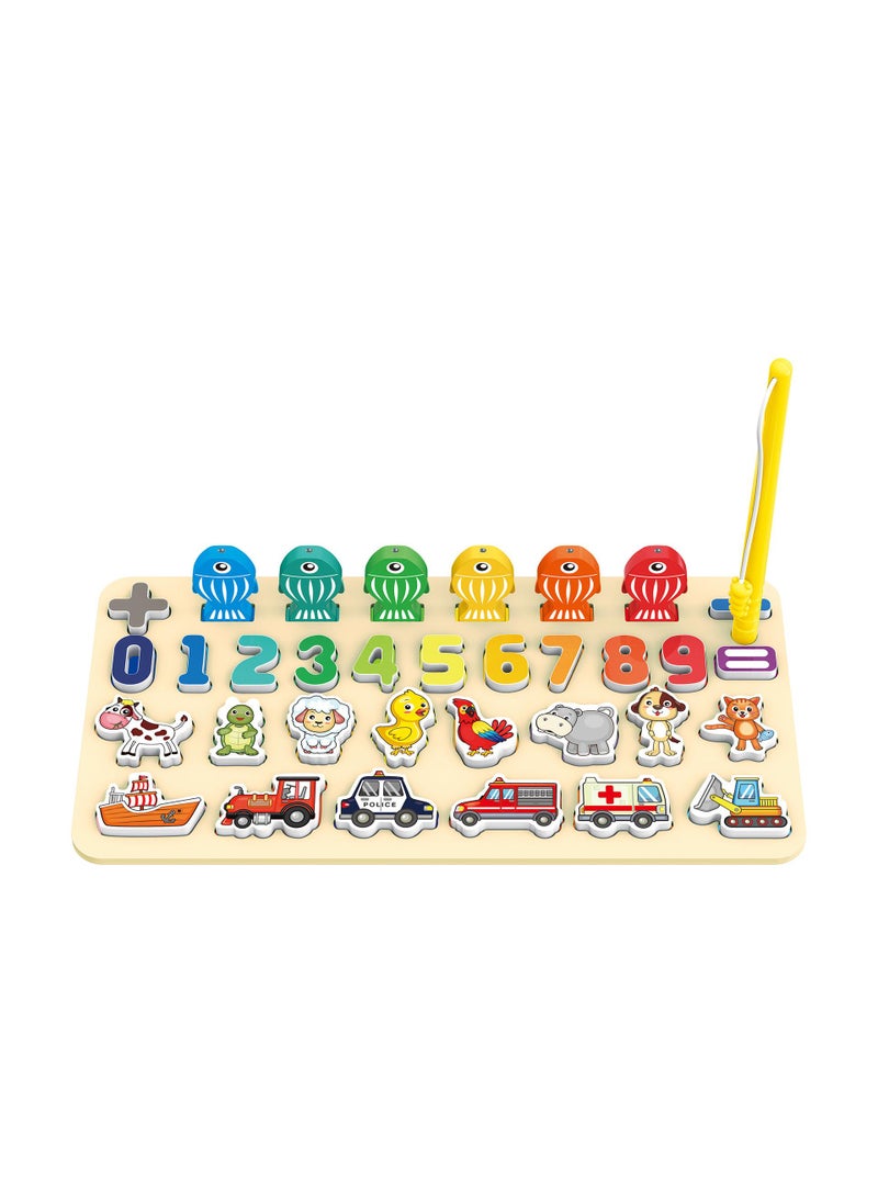 Y&D - Multifunctional Car Shape Color Matching Traffic Digital Cognitive Fishing Logarithmic Board Toy- - Image 1