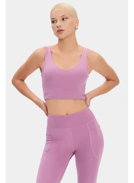 جويستار Women's Black V Neck Lightly Supported Covered Thick Strap Sports Bra