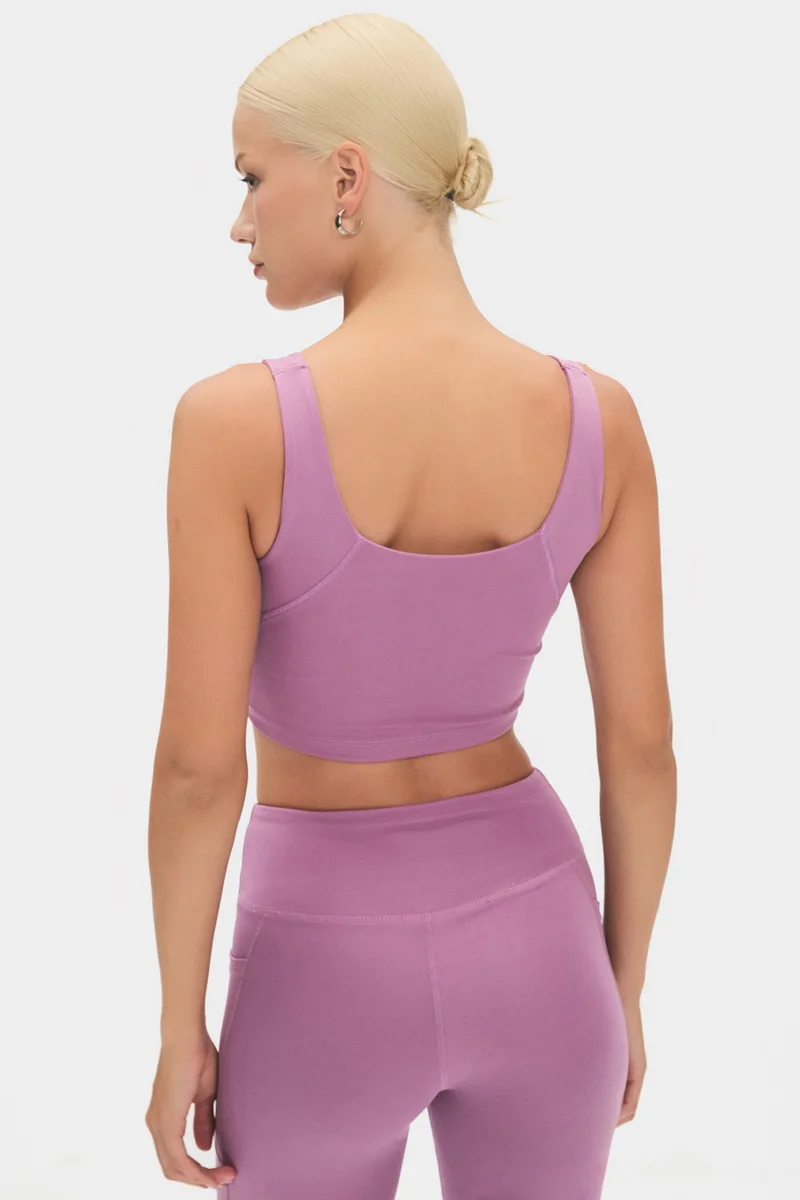 جويستار Women's Black V Neck Lightly Supported Covered Thick Strap Sports Bra