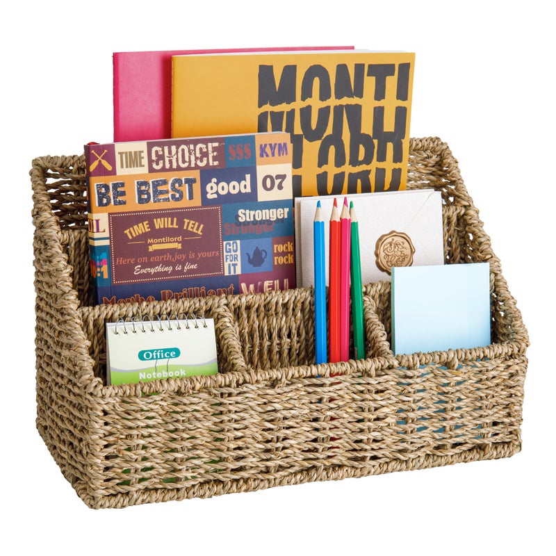 DINGTAI Mail Organizer Countertops Desk Organizer Bills Organizer Mail Sorters Organizers Pencil Holder Magazine File Holder Desk Organizer and AccessoriesSeagrass - Image 2