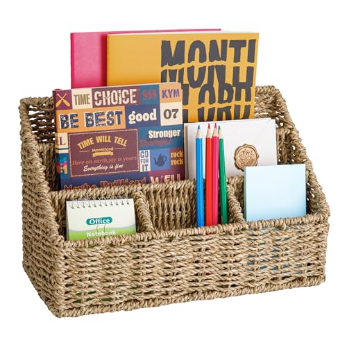 DINGTAI Mail Organizer Countertops Desk Organizer Bills Organizer Mail Sorters Organizers Pencil Holder Magazine File Holder Desk Organizer and AccessoriesSeagrass - Image 1