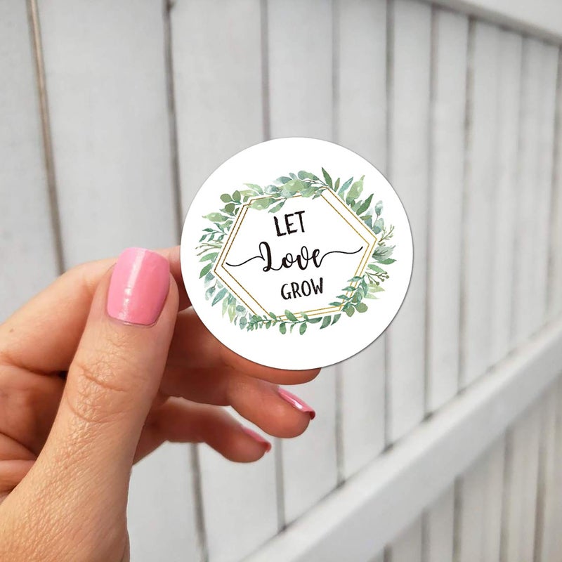 Mr.Mug 50 Pcs Let Love Grow Stickers, Greenery Eucalyptus Favor Stickers, Baby Shower Favor Stickers, Wedding and Bridal Shower Favor Labels, 2 Inch. - Image 4