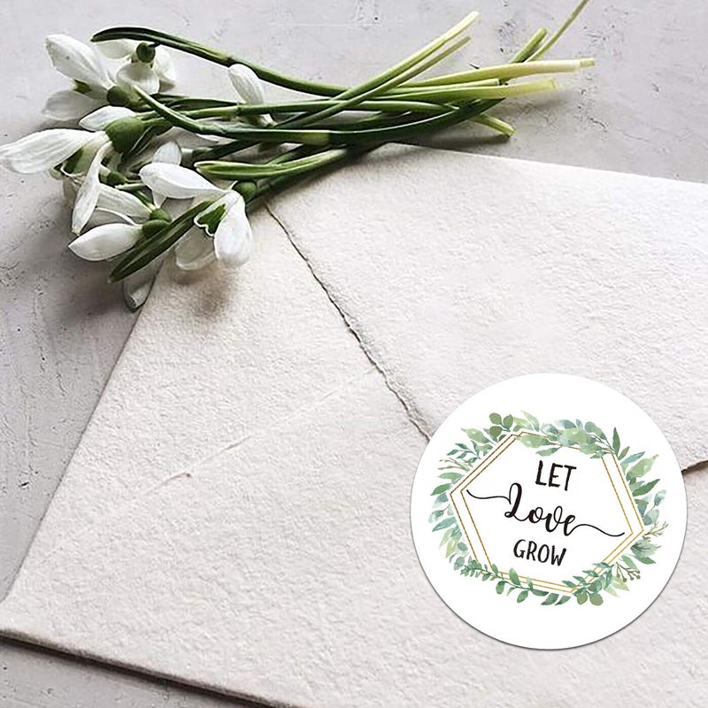 Mr.Mug 50 Pcs Let Love Grow Stickers, Greenery Eucalyptus Favor Stickers, Baby Shower Favor Stickers, Wedding and Bridal Shower Favor Labels, 2 Inch. - Image 5