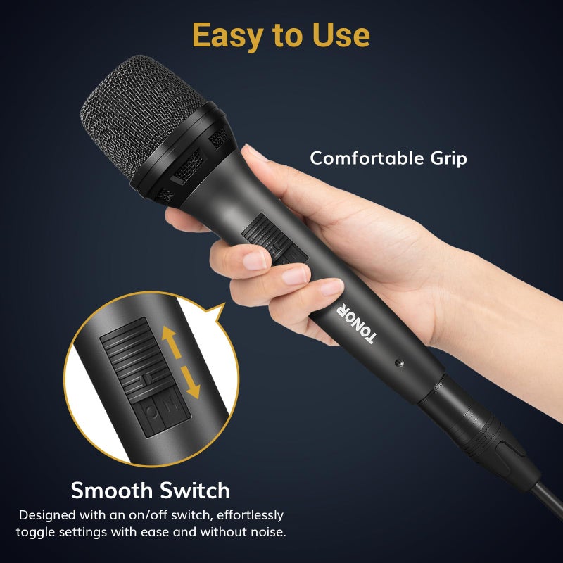 TONOR Professional Vocal Microphone for Singing, Dynamic Handheld Wired Karaoke Mic, Cardioid Studio Microfono with 450 cm/157inch XLR to 1/4" Cable, for Speakers/Mixer Machine/Amp/Speech/Karaoke, D5 - Image 4