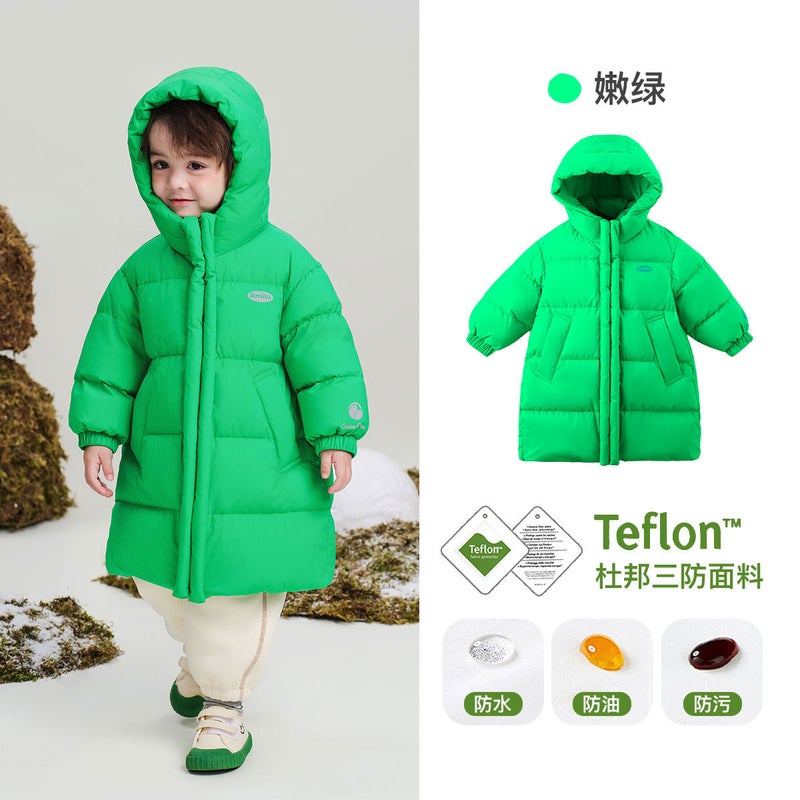 Amira Kids 2024 Winter Hooded Warm Goose Down Jacket Light green  - Image 1