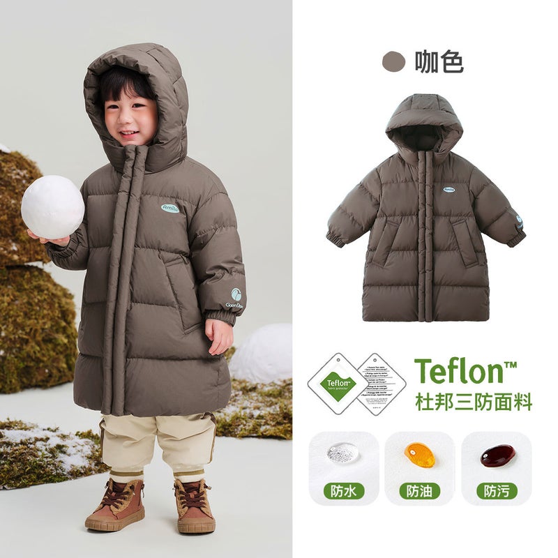Amira Kids 2024 Winter Hooded Warm Goose Down Jacket Light green  - Image 2