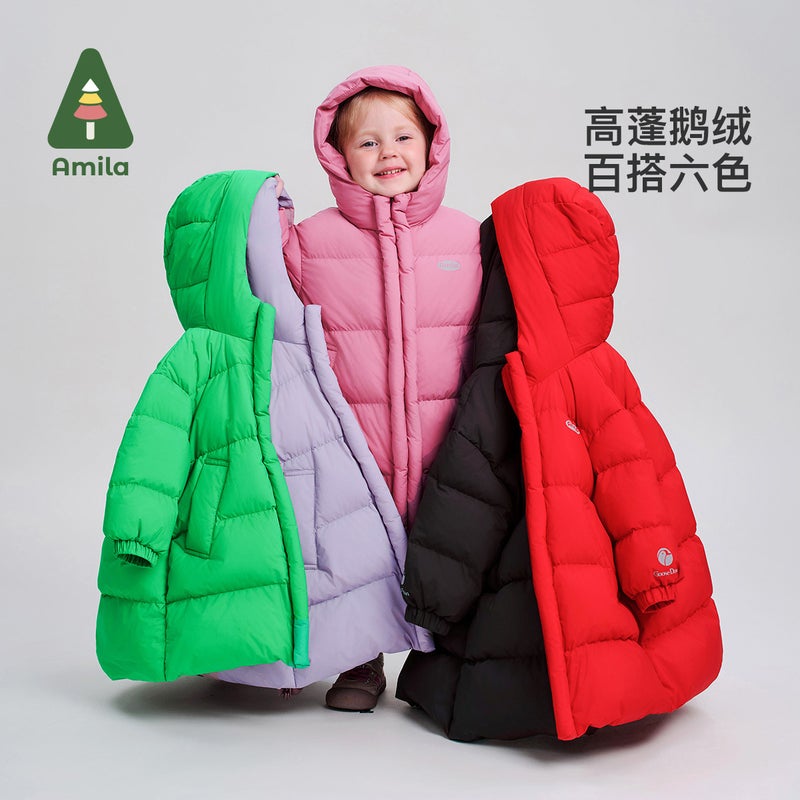 Amira Kids 2024 Winter Hooded Warm Goose Down Jacket Light green  - Image 4