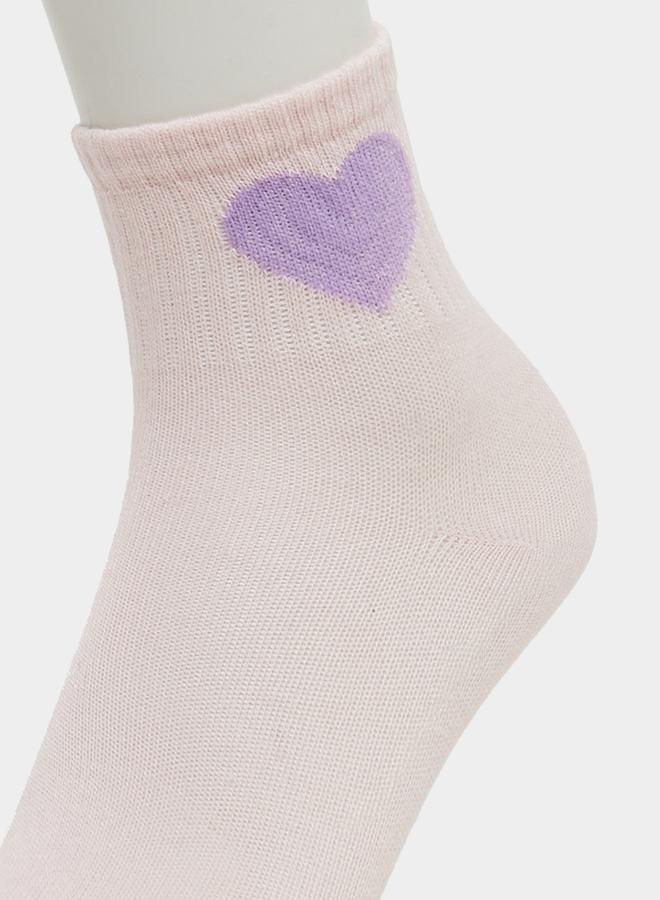 Styli Pack of 5 - Girls Heart Pattern Socks - Image 3