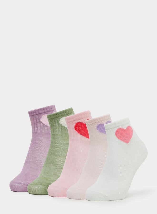 Styli Pack of 5 - Girls Heart Pattern Socks - Image 1