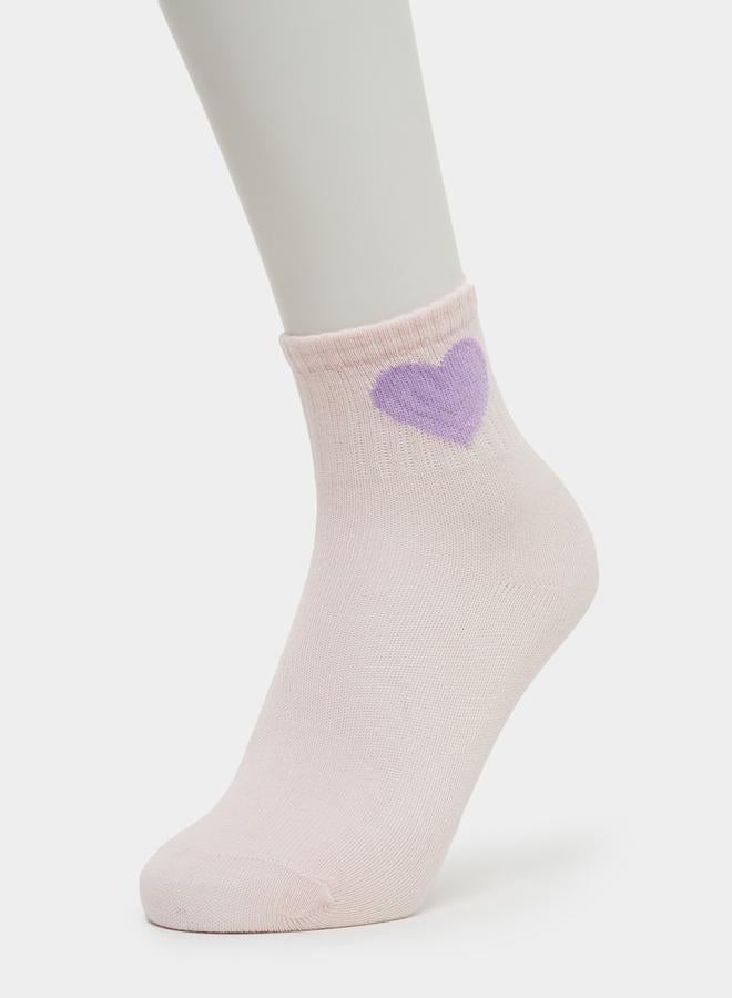 Styli Pack of 5 - Girls Heart Pattern Socks - Image 2