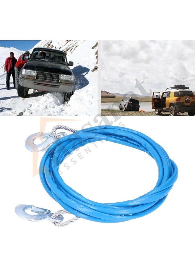 HASANAT ESSENTIALS كابل سحب سلك فولاذي للسيارات من إيسينشالز مع خطاف 3 طن × 8 مم × 4 م - Image 5