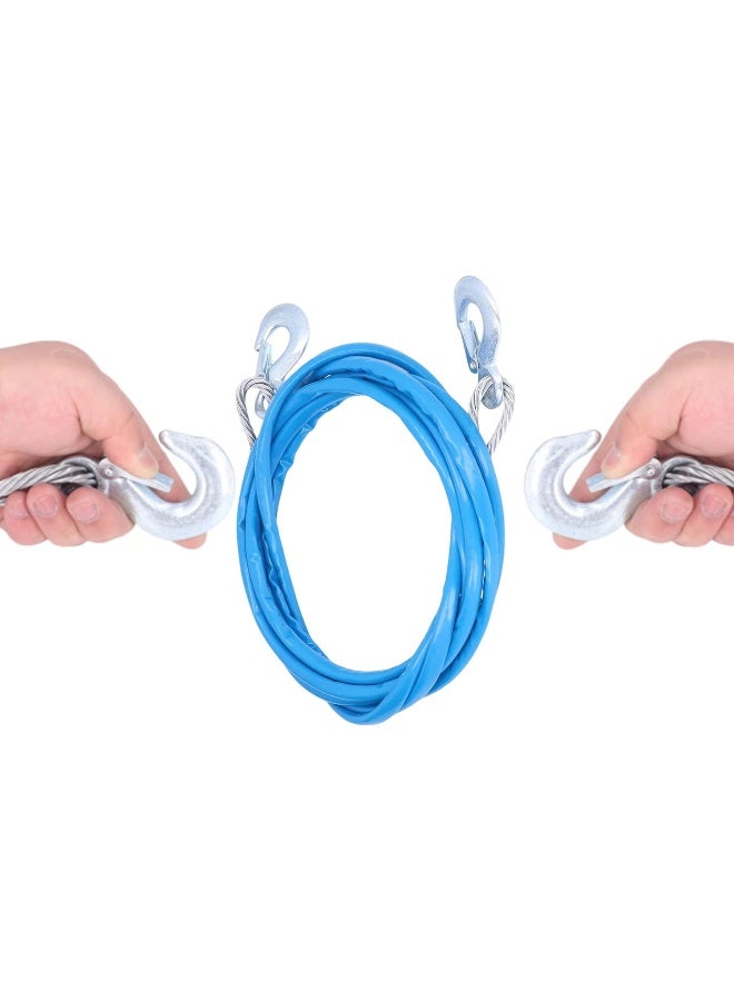 HASANAT ESSENTIALS كابل سحب سلك فولاذي للسيارات من إيسينشالز مع خطاف 3 طن × 8 مم × 4 م - Image 3